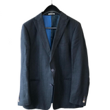 Van Gils wol en linnen mix met opgesneden revers en visgraat