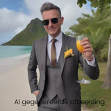 Grijs-bruin pak met rode voering van Vitale Barberis Canonico stof