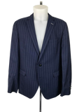 Blauw pak met strepen van Vitale Barberis Canonico stof