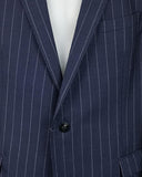 Blauw pak met strepen van Vitale Barberis Canonico stof