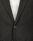 Thom Broekman pak van Merinowol in donkerbruin met fijne streep